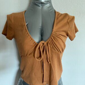 Hollister Must-Have Collection Tie-Front Top, NWT, Cafe-au-lait color, Size S